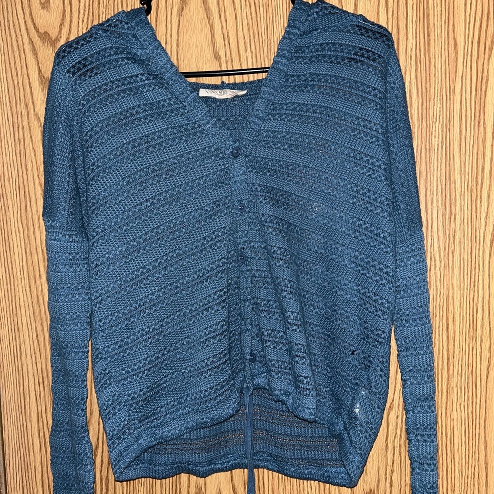 Pink Rose Teal Knit Cover Up Cardigan